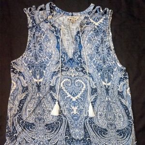 Lucky Brand Blue and White Tank Top